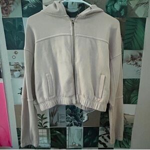 Cream crop top hoodie brand new